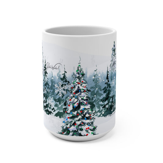Winter Wonderland Holiday Mug 15oz - Cozy Christmas Tree Design for Warm Beverages