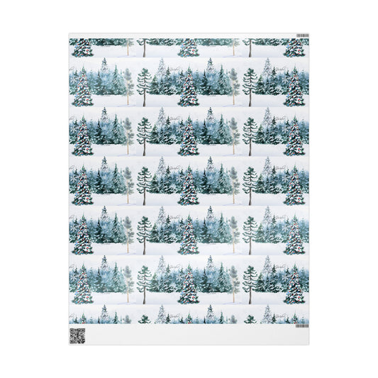 Hello Winter! Snowy Forest Wrapping Paper – 30x36" Cozy Holiday Gift Wrap Matte/Glossy