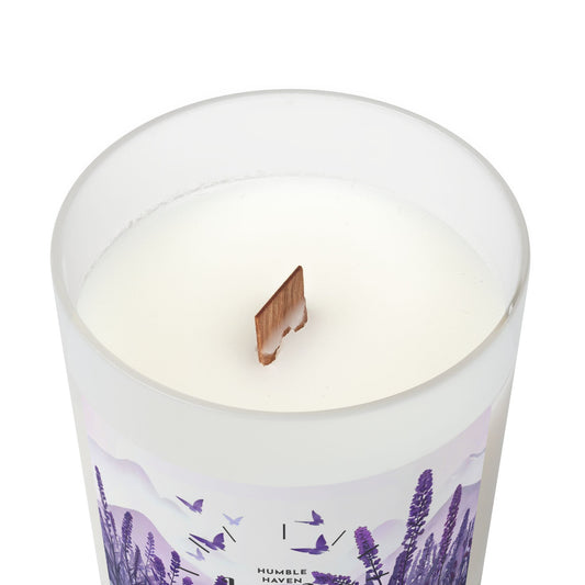 Lavender Fields Frosted Glass Candle — 11 oz Aromatherapy Soy Candle