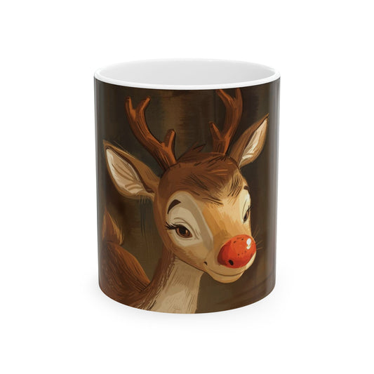 🎄 Rudolph The Red Noised Reindeer Mug 🦌 — Cute Red-Nosed Holiday Ceramic Coffee Cup (11oz & 15oz)
