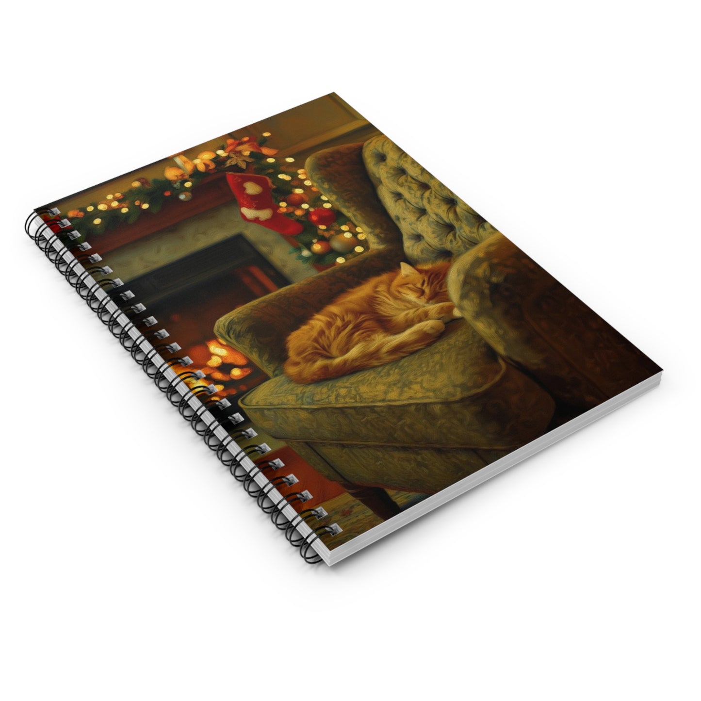 🎄 FIRESIDE FELINE JOURNAL – 6x8" Cozy Cat Spiral Notebook