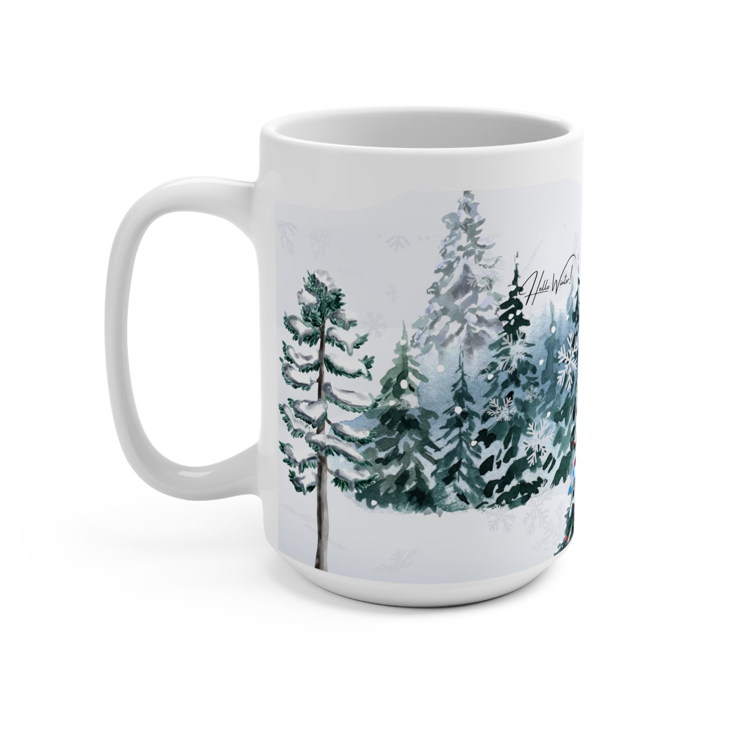 Winter Wonderland Holiday Mug 15oz - Cozy Christmas Tree Design for Warm Beverages