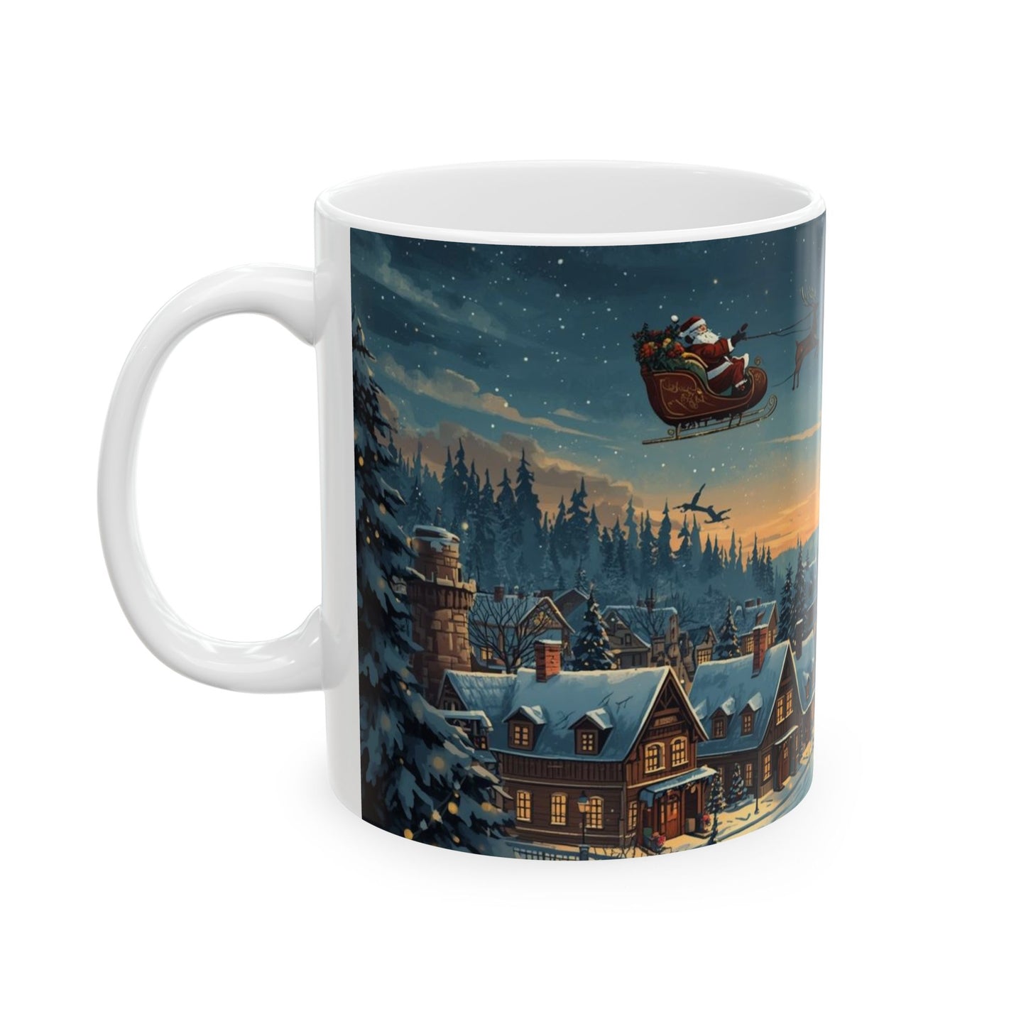 🎄 SLEIGH RIDE SERENADE MUG — 11oz/15oz WINTER VILLAGE MAGIC IN EVERY SIP! ☕❄️✨