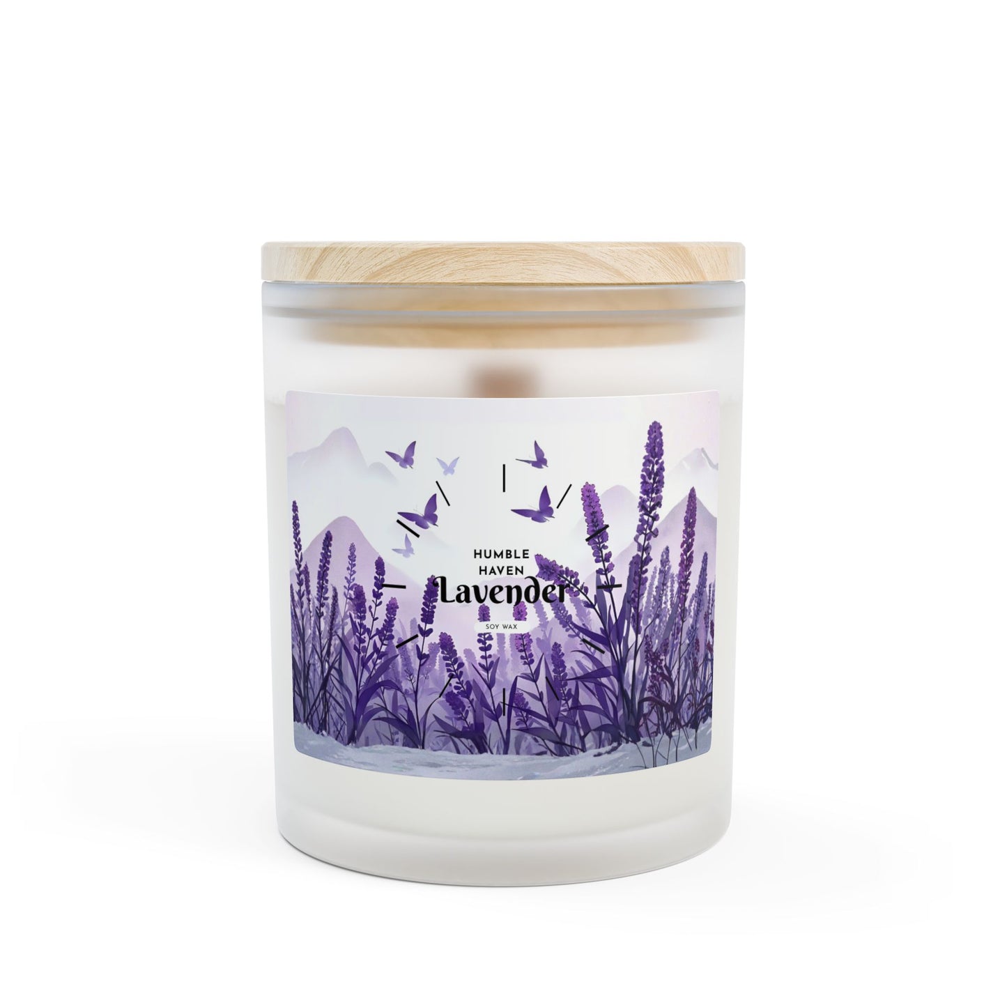 Lavender Fields Frosted Glass Candle — 11 oz Aromatherapy Soy Candle