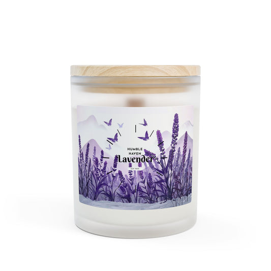 Lavender Fields Frosted Glass Candle — 11 oz Aromatherapy Soy Candle