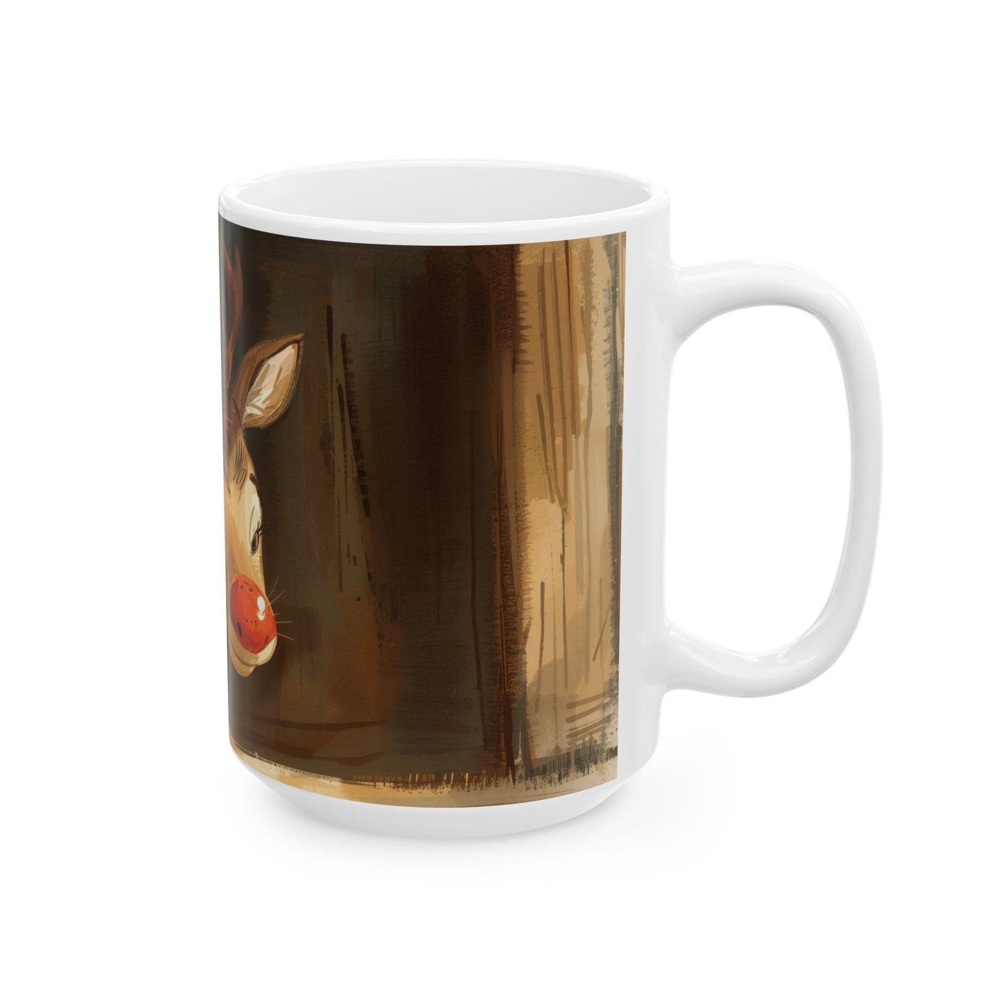 🎄 Rudolph The Red Noised Reindeer Mug 🦌 — Cute Red-Nosed Holiday Ceramic Coffee Cup (11oz & 15oz)