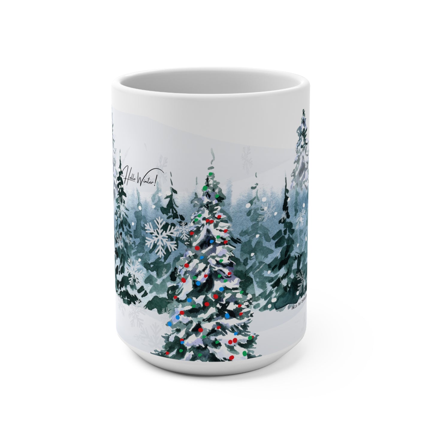 Winter Wonderland Holiday Mug 15oz - Cozy Christmas Tree Design for Warm Beverages