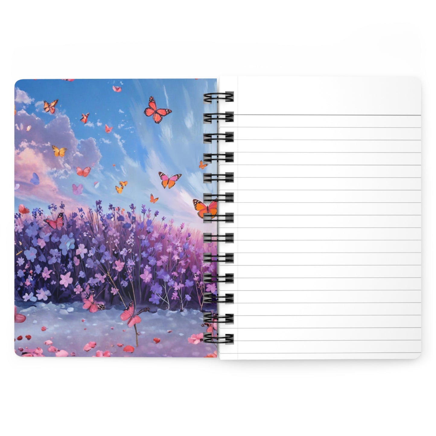 🌸 Lavender Whisper Journal – 150-Page "Be Kind" Spiral Notebook with Butterfly Meadow