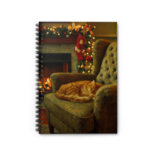 🎄 FIRESIDE FELINE JOURNAL – 6x8" Cozy Cat Spiral Notebook