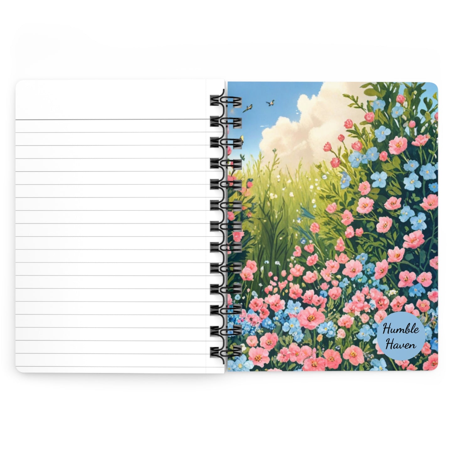 Bloom in Happiness Spiral Journal — Floral Notebook for Gratitude & Daily Planning