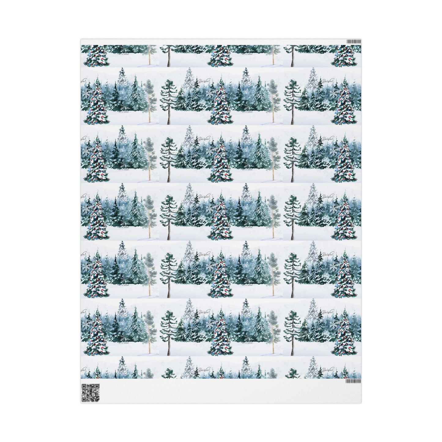 Hello Winter! Snowy Forest Wrapping Paper – 30x36" Cozy Holiday Gift Wrap Matte/Glossy
