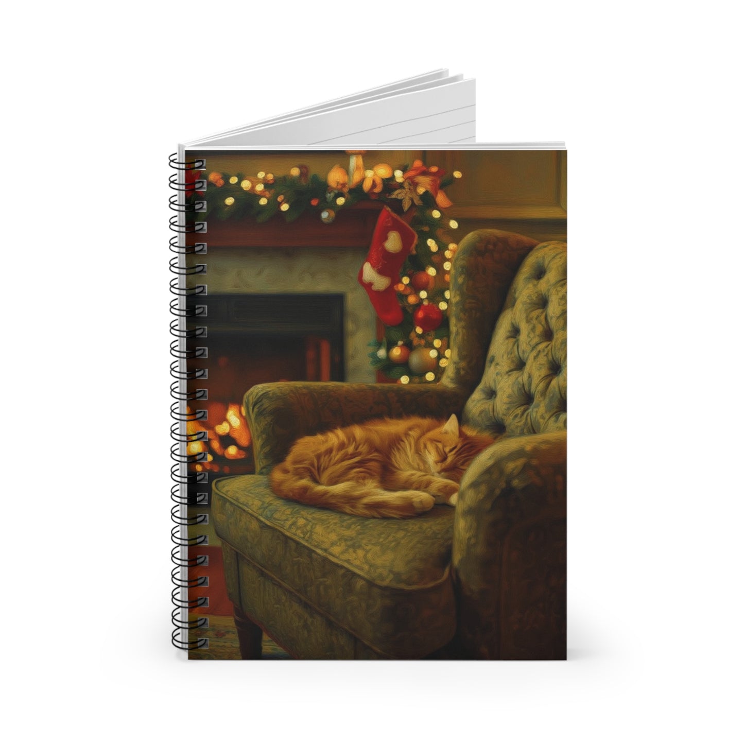 🎄 FIRESIDE FELINE JOURNAL – 6x8" Cozy Cat Spiral Notebook