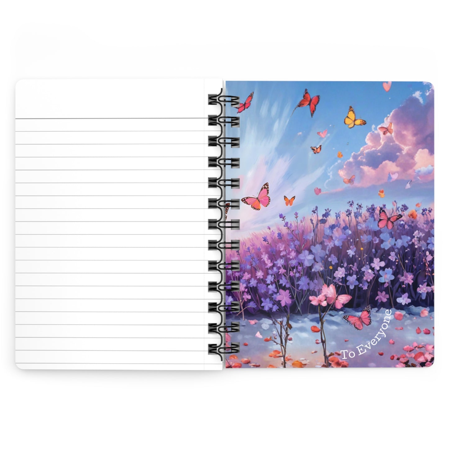🌸 Lavender Whisper Journal – 150-Page "Be Kind" Spiral Notebook with Butterfly Meadow