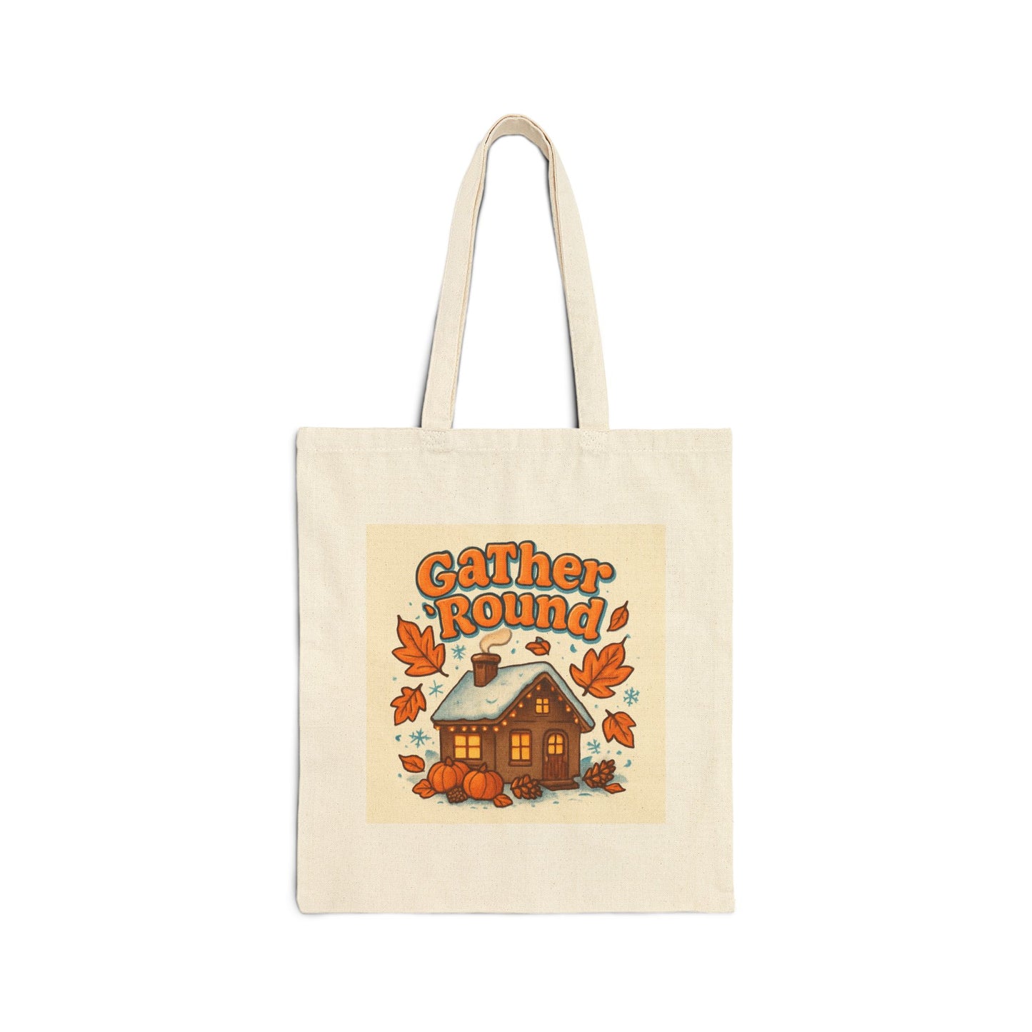 Gather Round Autumn Cotton Canvas Tote Bag