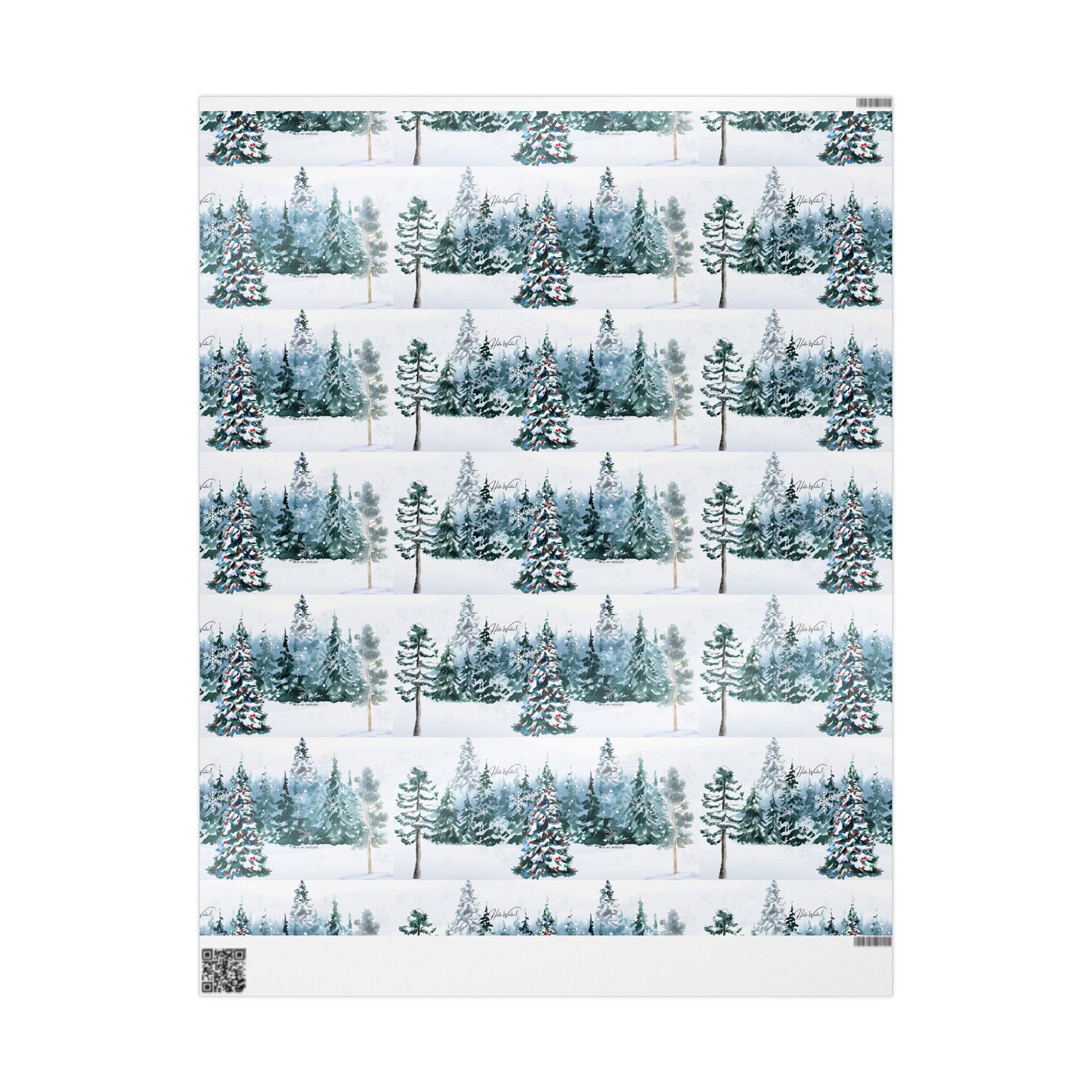 Hello Winter! Snowy Forest Wrapping Paper – 30x36" Cozy Holiday Gift Wrap Matte/Glossy