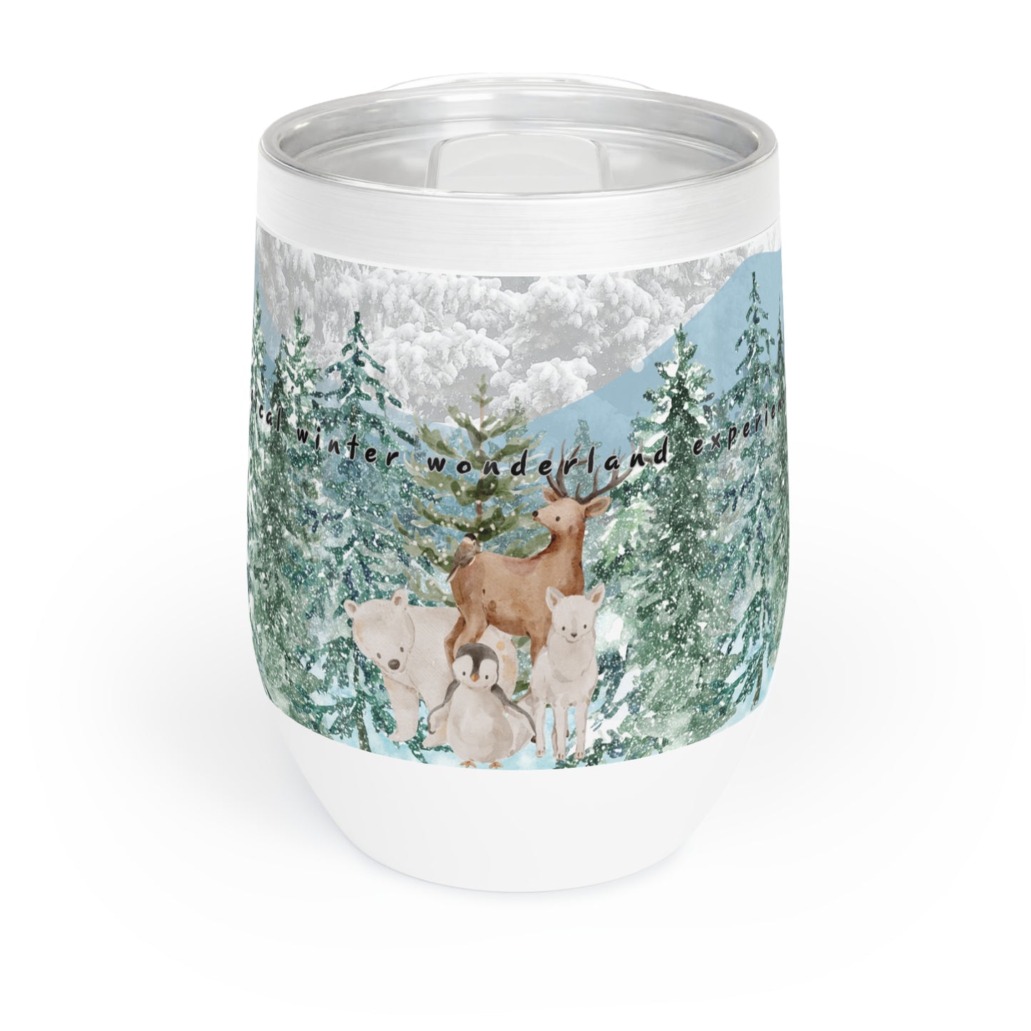 Winter Wonderland Animal Tumbler – 12oz Stainless Steel Insulated Cup with Slide Lid