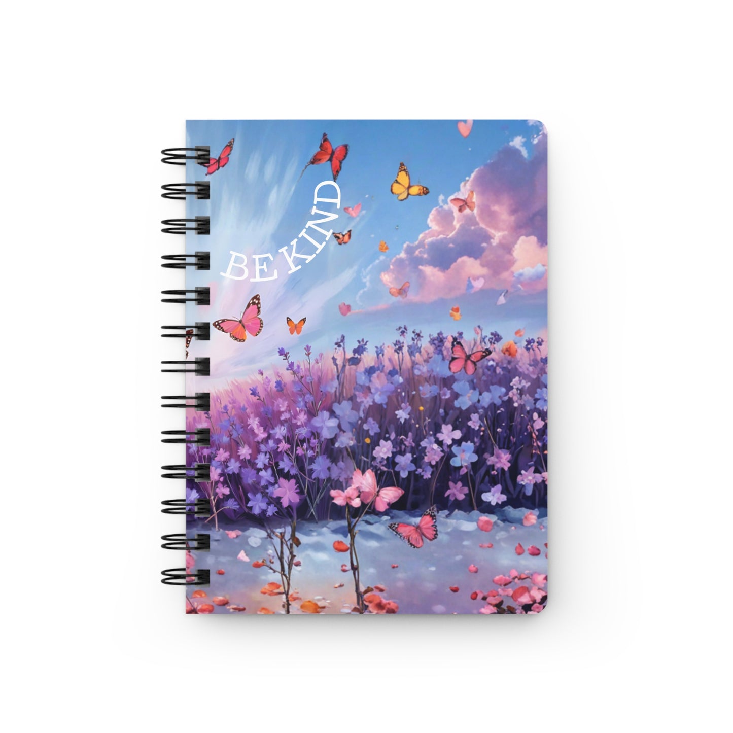 🌸 Lavender Whisper Journal – 150-Page "Be Kind" Spiral Notebook with Butterfly Meadow