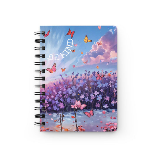 🌸 Lavender Whisper Journal – 150-Page "Be Kind" Spiral Notebook with Butterfly Meadow