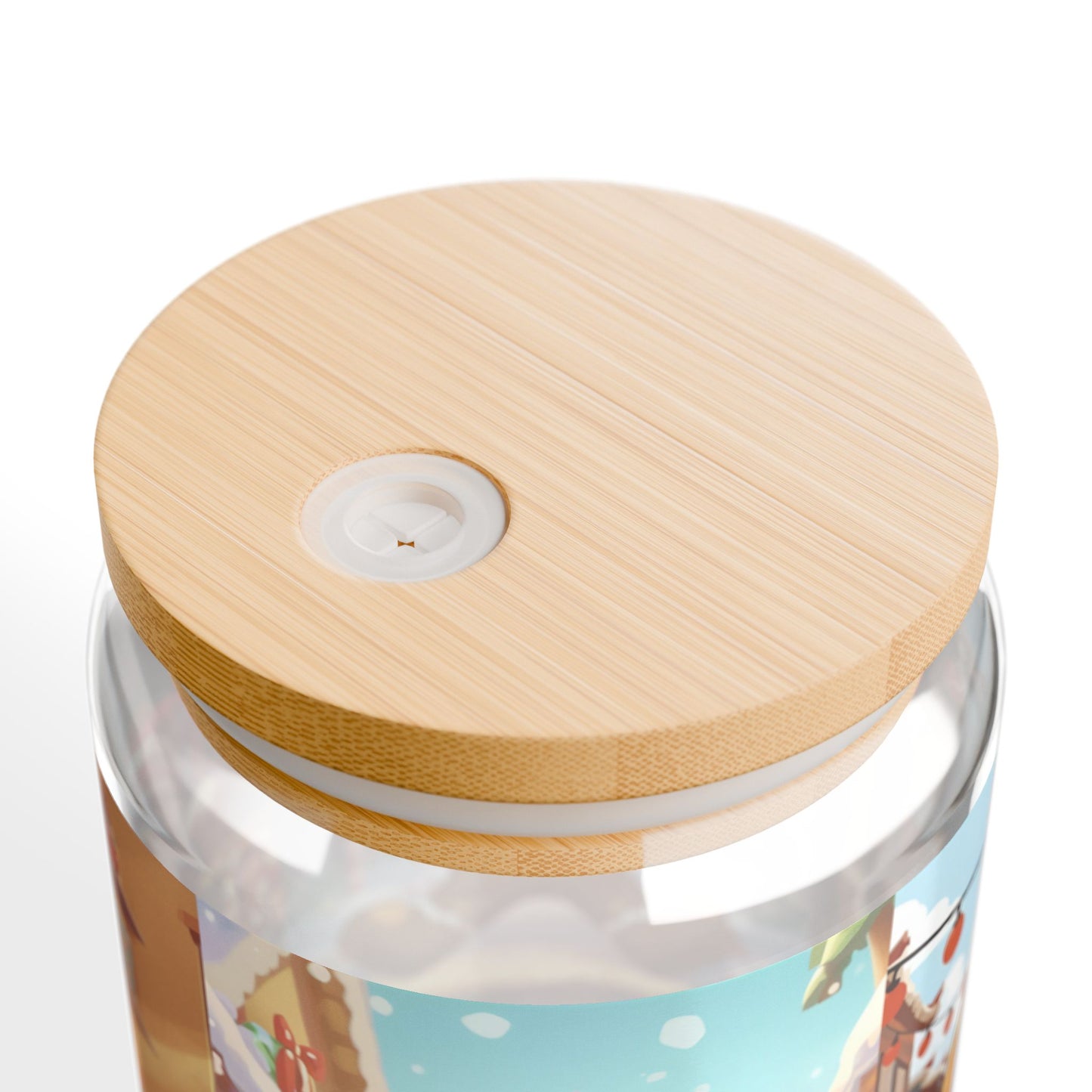 "Run, Run, Gingerbread Man!" 16oz Glass Sipper – Bamboo Lid & Tritan Straw Holiday Tumbler