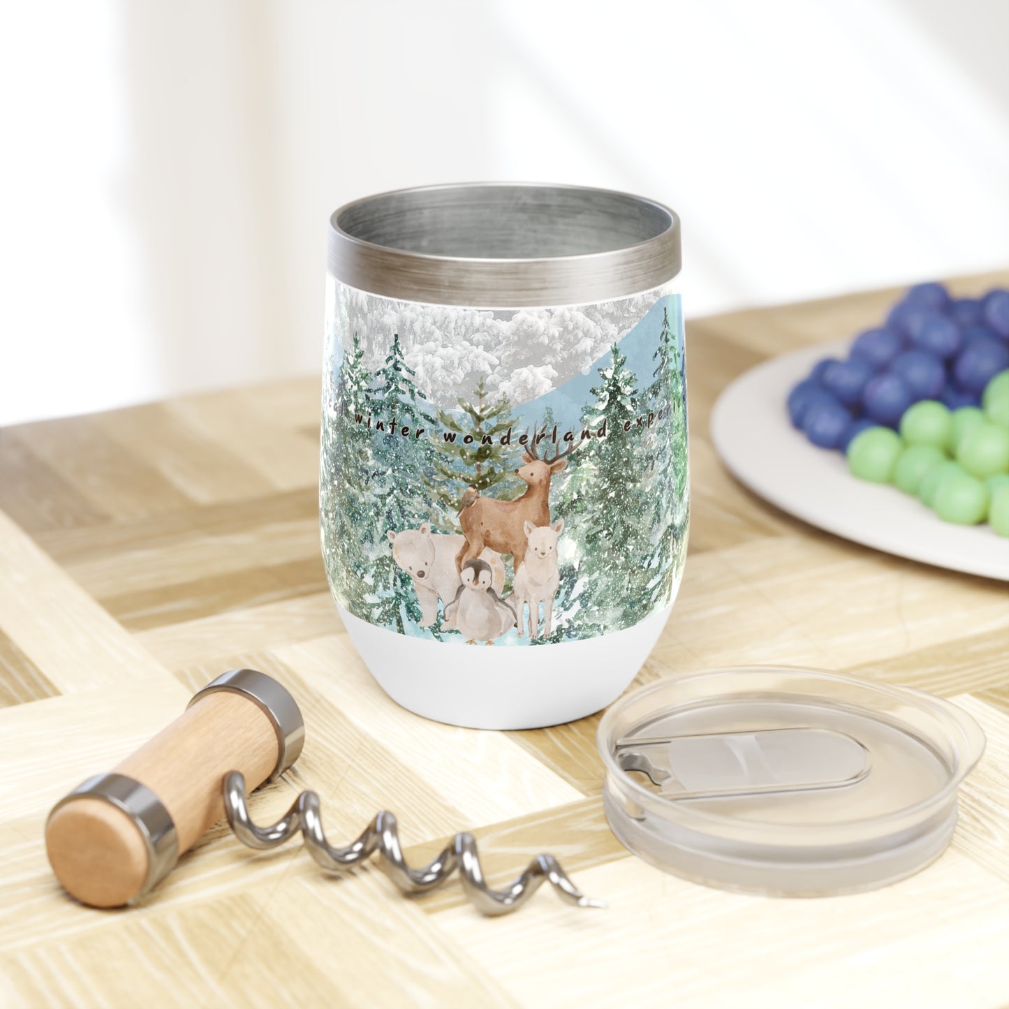 Winter Wonderland Animal Tumbler – 12oz Stainless Steel Insulated Cup with Slide Lid